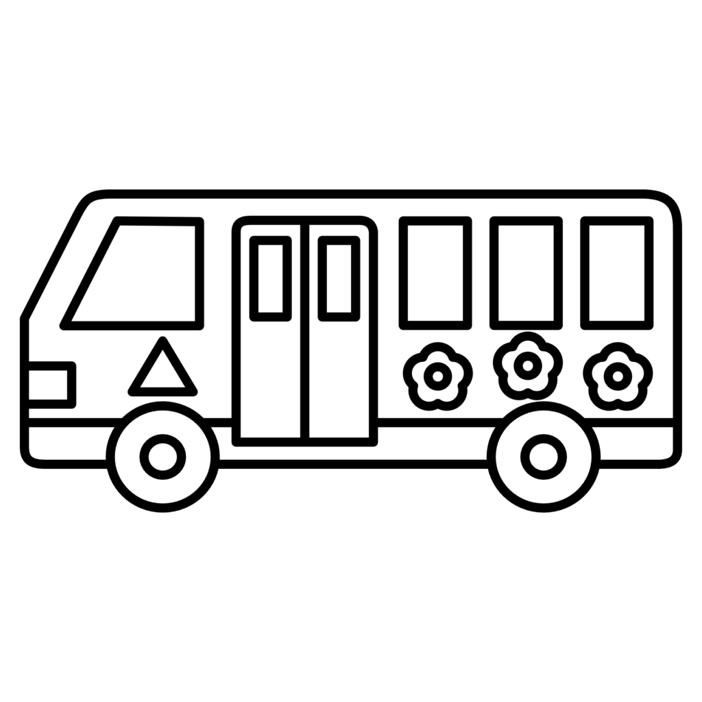 幼稚園バス（白黒）