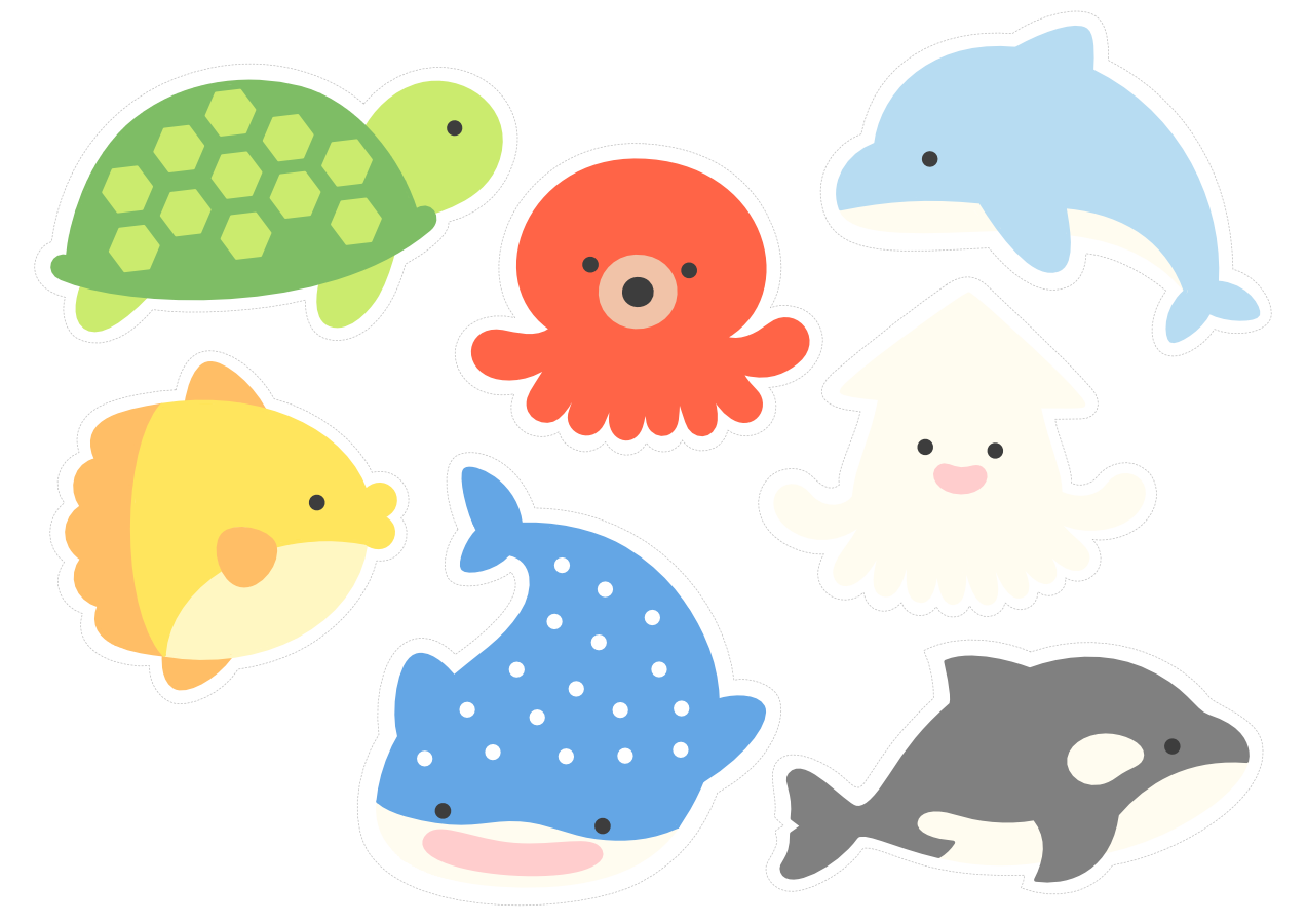 【イラストパーツ】海の生き物たち①